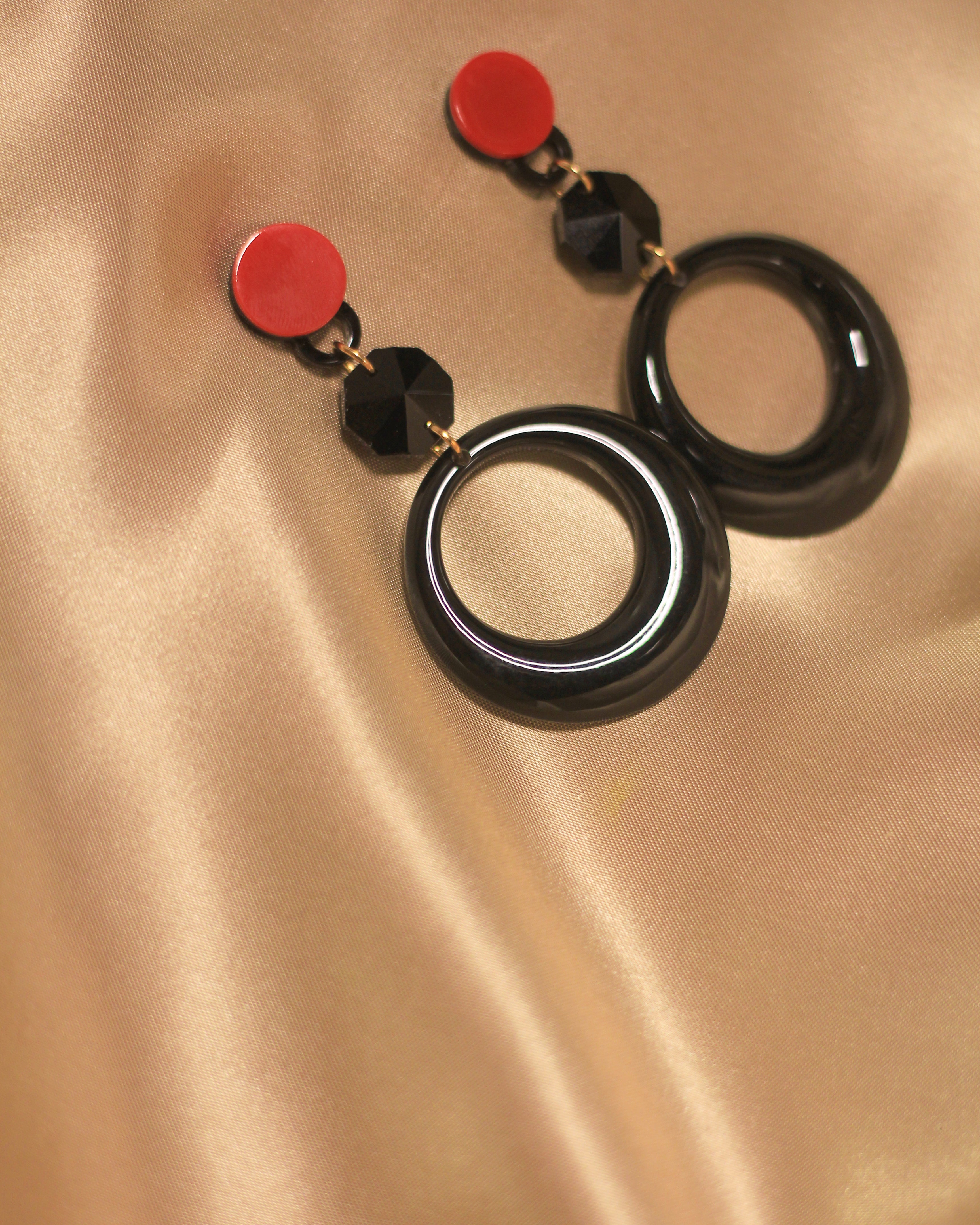 Red and Black Circle Earring