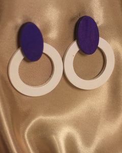 Purple and White Circle Earring